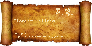 Plander Melinda névjegykártya